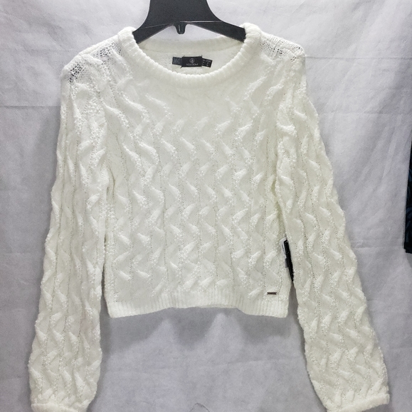 Volcom Sweater Small White Cable Knit Cropped - Picture 9 of 14